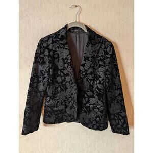 THEORY black velvet cotton burnout single breasted blazer sz S